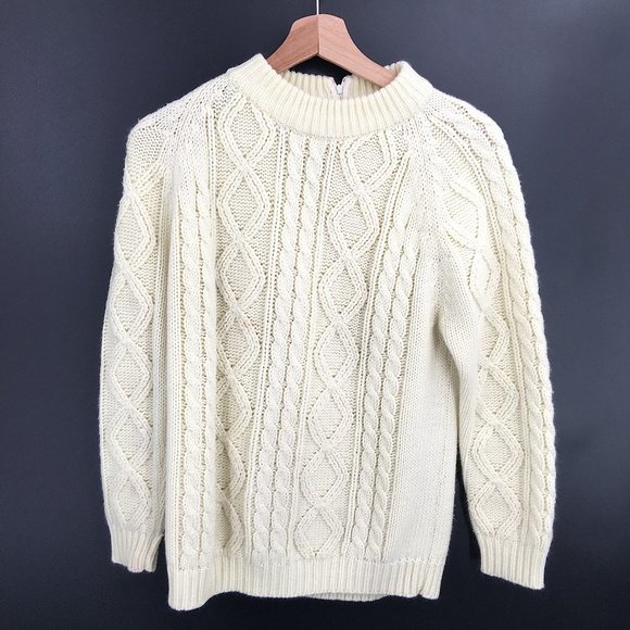 Vintage Knitting Long Sleeves Solid Color Sweater